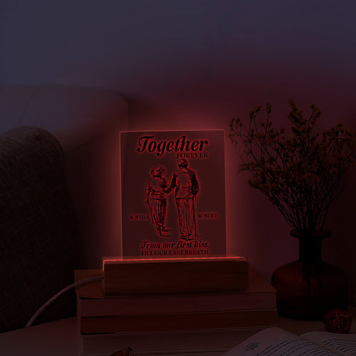 Together Forever - Custom 3D Led Light Pine Wooden Base