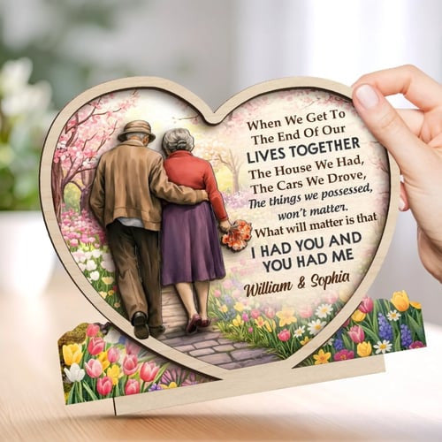 Custom 2-Layered Wooden Plaque - Personalized Anniversary Wedding Gifts For Husband And Wife, Him And Her - Love Looks Good On Us
