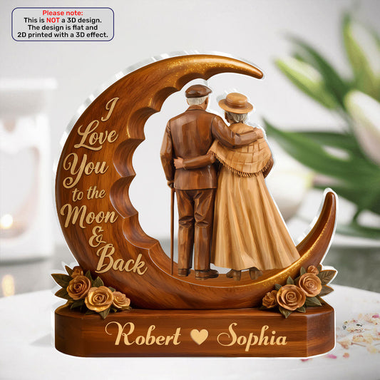 I Love You To The Moon & Back - Personalized Custom Shaped Acrylic Plaque
