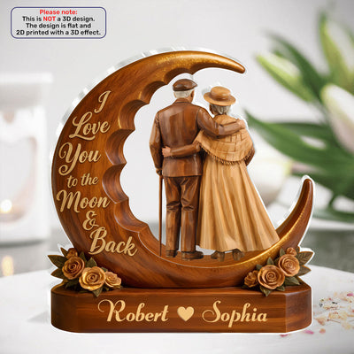 I Love You To The Moon & Back - Personalized Custom Shaped Acrylic Plaque