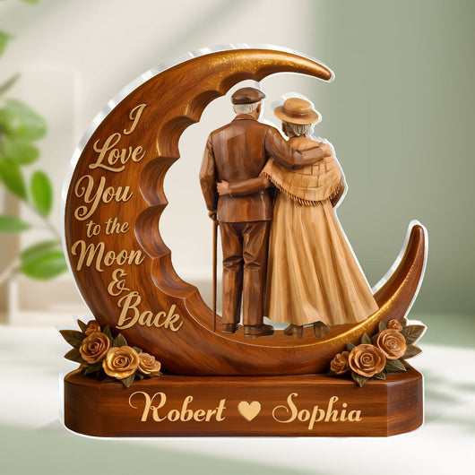 I Love You To The Moon & Back - Personalized Custom Shaped Acrylic Plaque