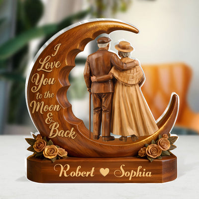 I Love You To The Moon & Back - Personalized Custom Shaped Acrylic Plaque