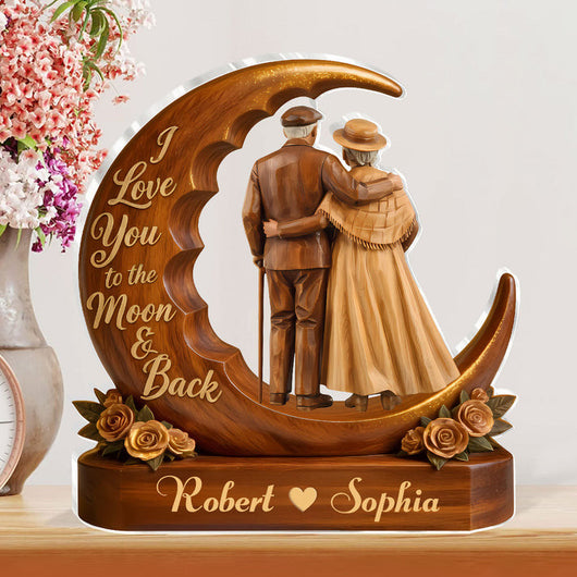I Love You To The Moon & Back - Personalized Custom Shaped Acrylic Plaque