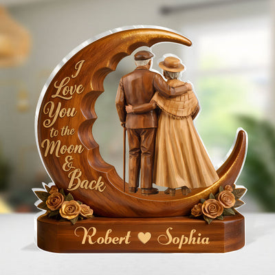 I Love You To The Moon & Back - Personalized Custom Shaped Acrylic Plaque
