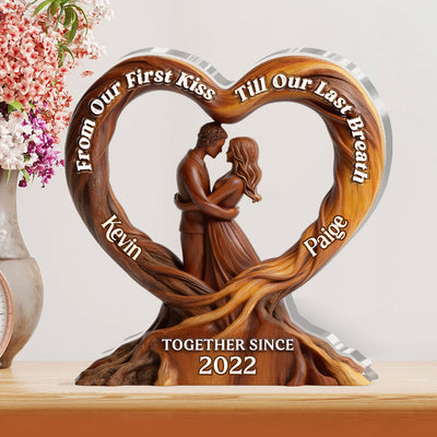 From Our First Kiss Till Our Last Breath - Personalized Custom Shaped Acrylic Plaque