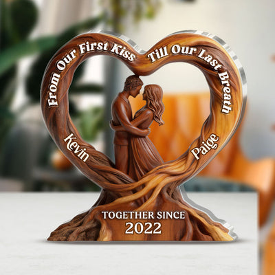 From Our First Kiss Till Our Last Breath - Personalized Custom Shaped Acrylic Plaque