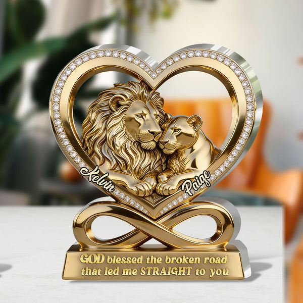 God Blessed The Broken Road That Led Me Straight To You - Personalized Custom Shaped Acrylic Plaque