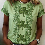 Women's St. Patrick's Day Shamrock Print T-Shirt