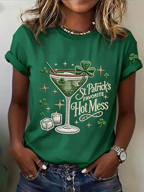 Women's St. Patrick's Day Shamrock Print T-Shirt