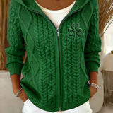 Women's Saint Par Zipper Casual Hooded Knit Sweater