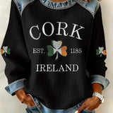 Women's Retro Print Long-Sleeve Sweatshirt