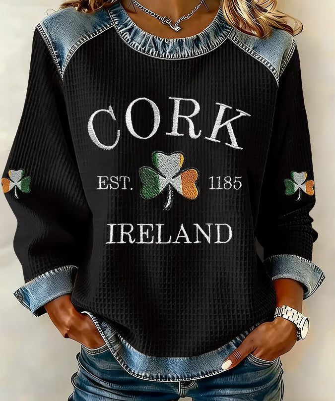 Women's Retro Print Long-Sleeve Sweatshirt