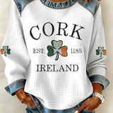 Women's Retro Print Long-Sleeve Sweatshirt