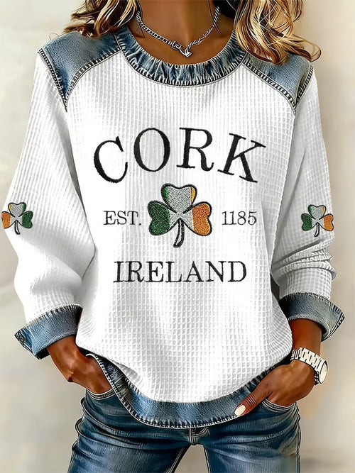 Women's Retro Print Long-Sleeve Sweatshirt