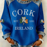 Women's Retro Print Long-Sleeve Sweatshirt