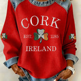 Women's Retro Print Long-Sleeve Sweatshirt