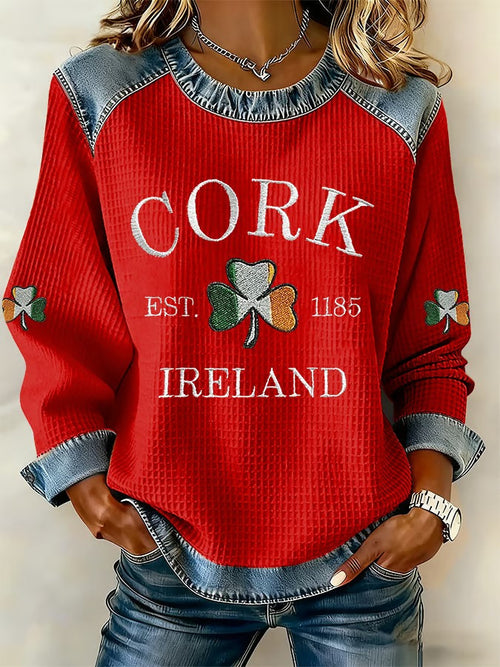 Women's Retro Print Long-Sleeve Sweatshirt