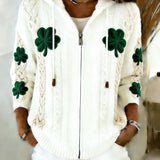 Women's Retro St. Patrick's Day Print Knit Cardigan