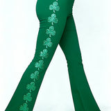 Women's St. Patrick's Day Shamrock Printed High-Stretch Leggings