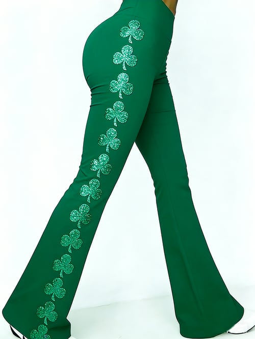 Women's St. Patrick's Day Shamrock Printed High-Stretch Leggings