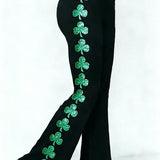 Women's St. Patrick's Day Shamrock Printed High-Stretch Leggings