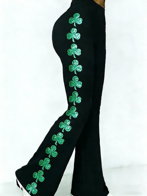 Women's St. Patrick's Day Shamrock Printed High-Stretch Leggings