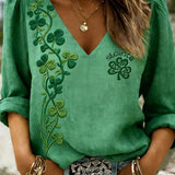 Women's casual St. Patrick's Day cotton and linen shirt