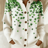 Women's Retro St. Patrick's Day Print Knit Cardigan