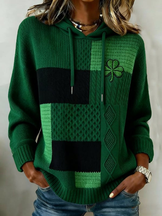 Women's casual retro St. Patrick's Day hooded sweatshirt