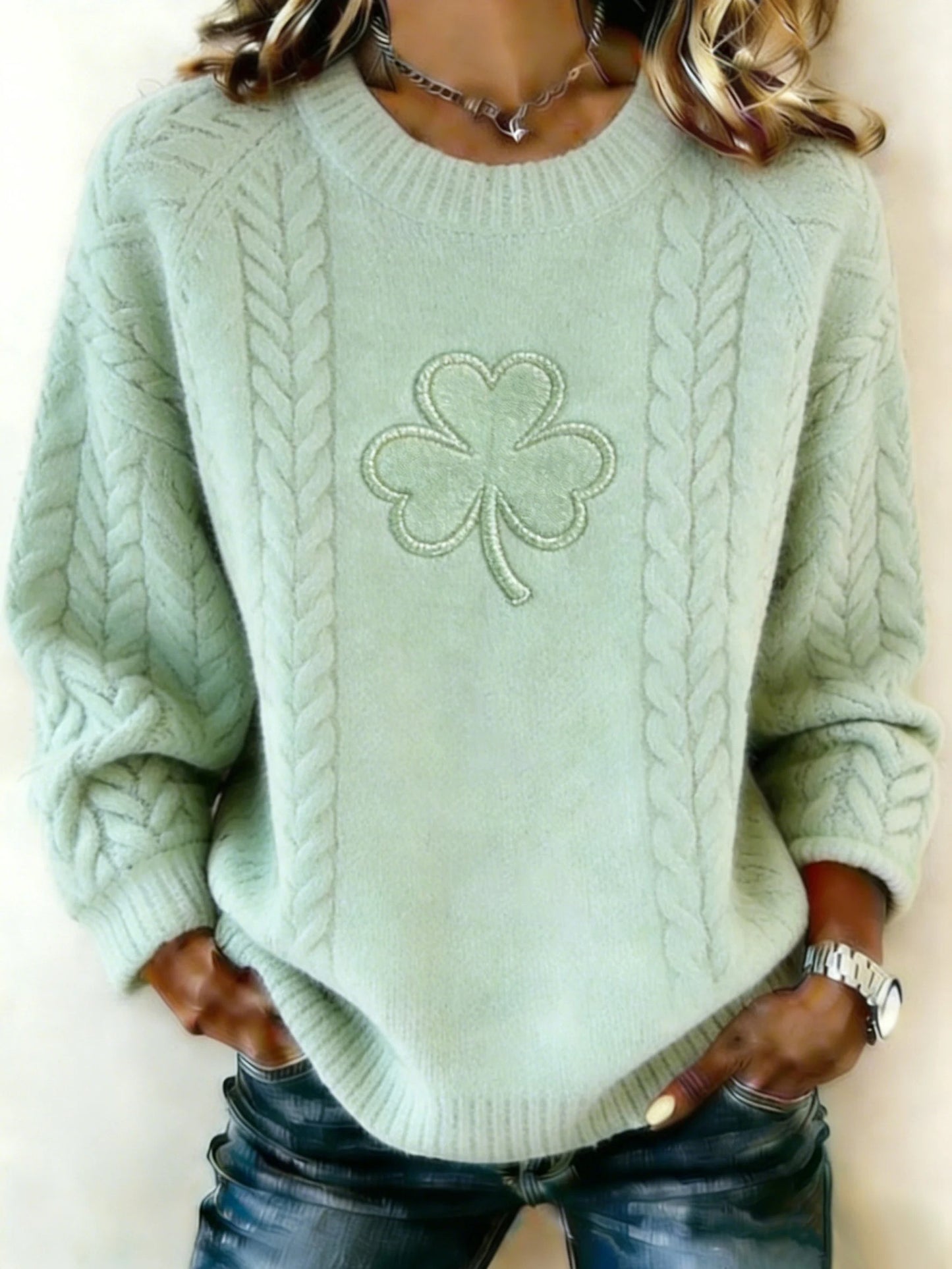 Women's St Patrick Print Knit Sweater