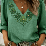 Women's St. Patrick's Day Print V-Neck Shirt