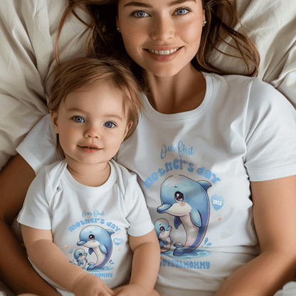 Personalized Cute Bear Bunny Fantasy Unicorn 100% Cotton Baby Bodysuit T-shirt Matching Outfit with Name First Mother's Day Gift for Newborn New Mom