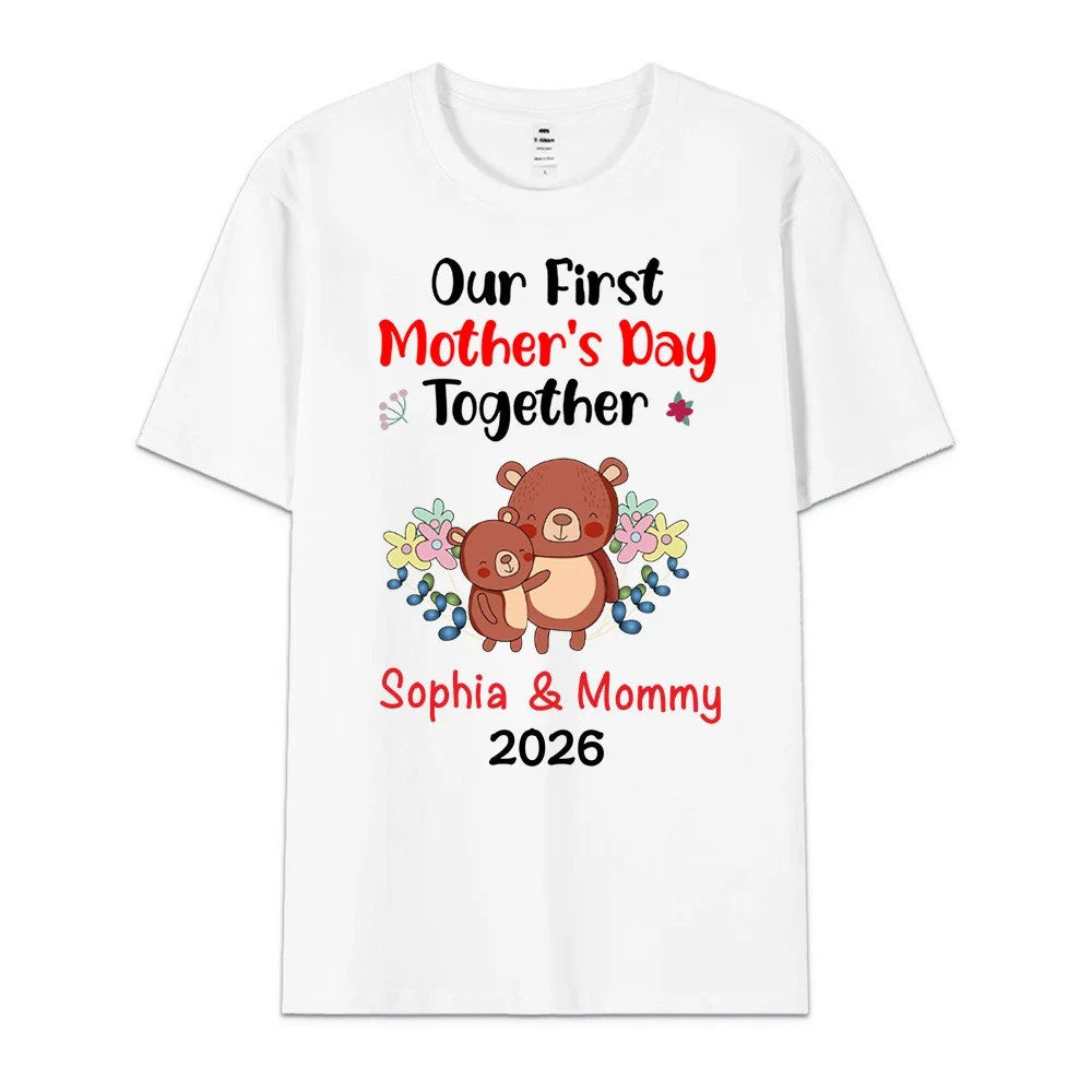 Personalized Cute Bear Bunny Fantasy Unicorn 100% Cotton Baby Bodysuit T-shirt Matching Outfit with Name First Mother's Day Gift for Newborn New Mom