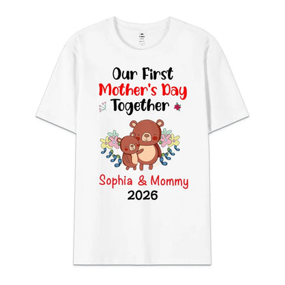 Personalized Cute Bear Bunny Fantasy Unicorn 100% Cotton Baby Bodysuit T-shirt Matching Outfit with Name First Mother's Day Gift for Newborn New Mom