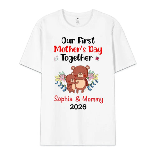Personalized Cute Bear Bunny Fantasy Unicorn 100% Cotton Baby Bodysuit T-shirt Matching Outfit with Name First Mother's Day Gift for Newborn New Mom