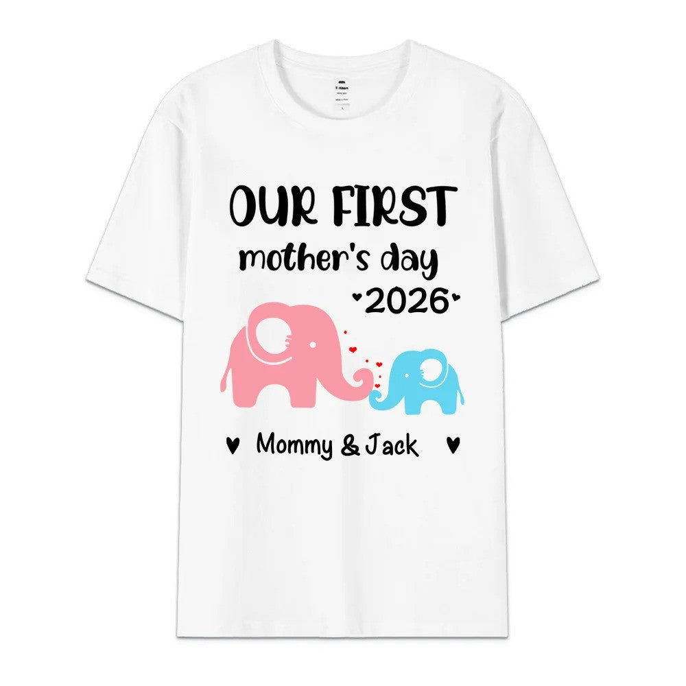 Personalized Cute Bear Bunny Fantasy Unicorn 100% Cotton Baby Bodysuit T-shirt Matching Outfit with Name First Mother's Day Gift for Newborn New Mom