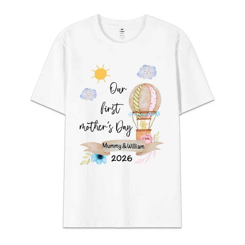 Personalized Cute Bear Bunny Fantasy Unicorn 100% Cotton Baby Bodysuit T-shirt Matching Outfit with Name First Mother's Day Gift for Newborn New Mom