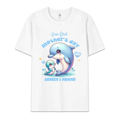 Personalized Cute Bear Bunny Fantasy Unicorn 100% Cotton Baby Bodysuit T-shirt Matching Outfit with Name First Mother's Day Gift for Newborn New Mom