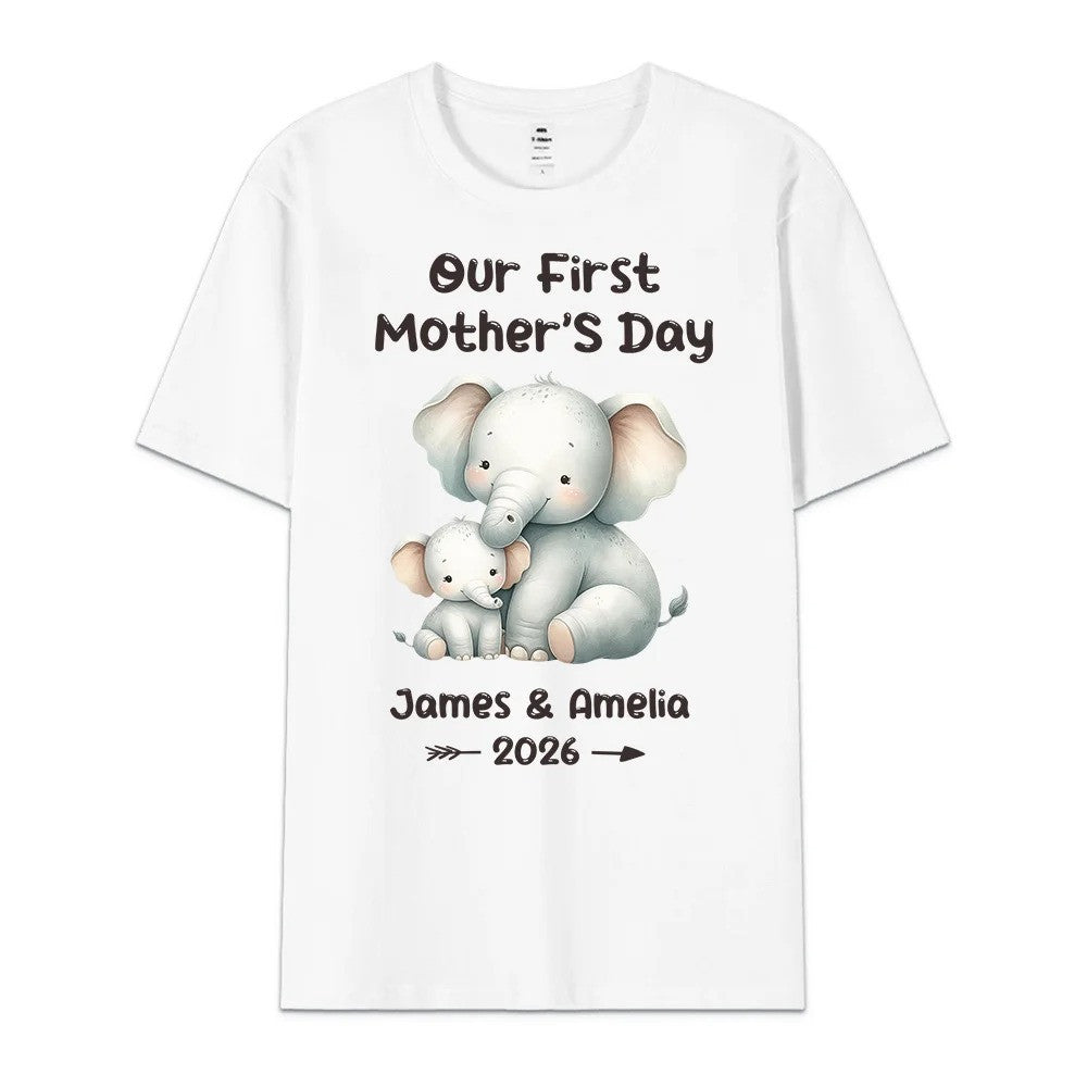Personalized Cute Bear Bunny Fantasy Unicorn 100% Cotton Baby Bodysuit T-shirt Matching Outfit with Name First Mother's Day Gift for Newborn New Mom
