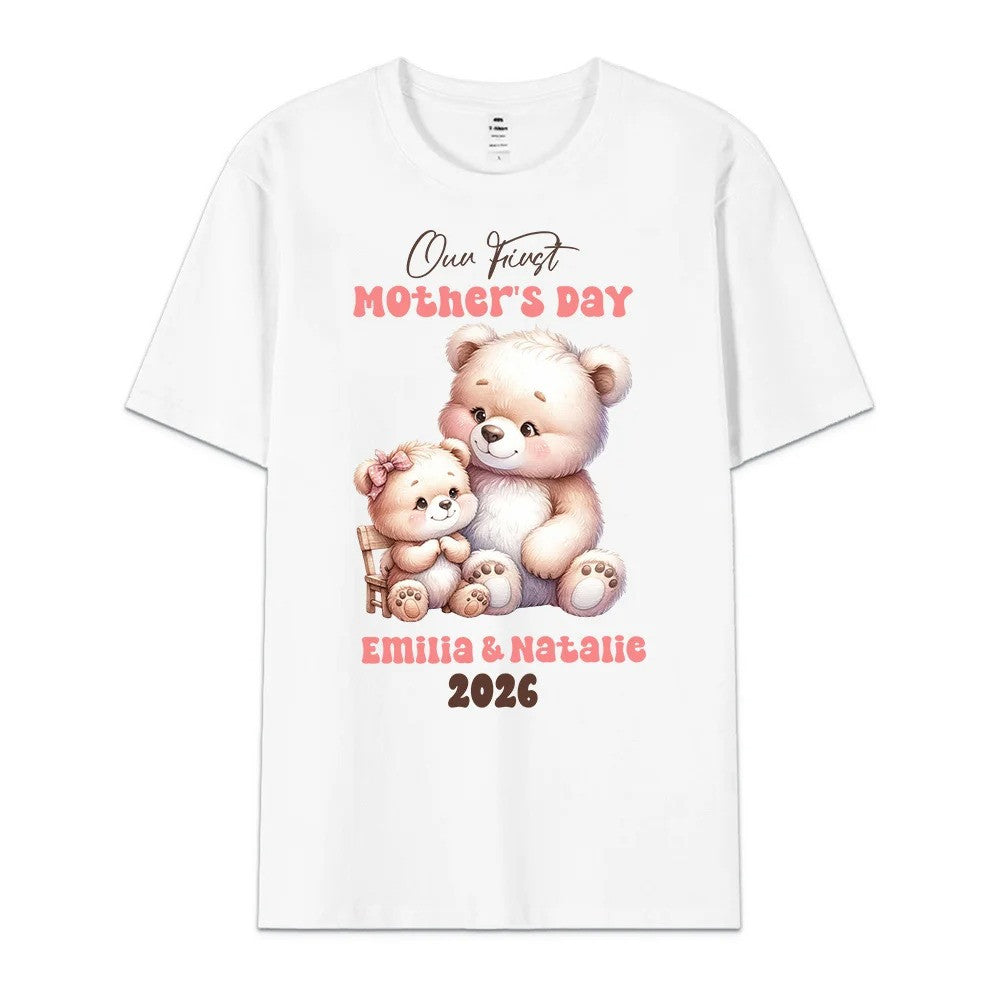 Personalized Cute Bear Bunny Fantasy Unicorn 100% Cotton Baby Bodysuit T-shirt Matching Outfit with Name First Mother's Day Gift for Newborn New Mom