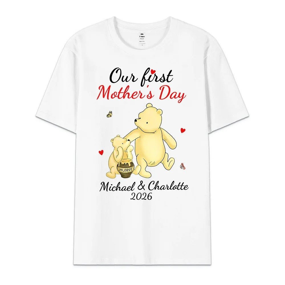 Personalized Cute Bear Bunny Fantasy Unicorn 100% Cotton Baby Bodysuit T-shirt Matching Outfit with Name First Mother's Day Gift for Newborn New Mom