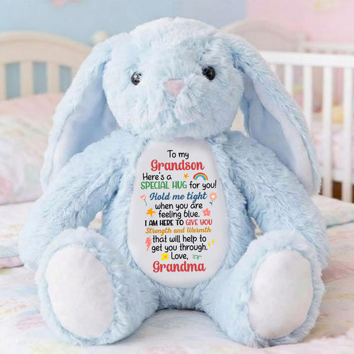 I Am Here To Give You - Personalized Stuffed Bunny Gift For Grandson From Grandma