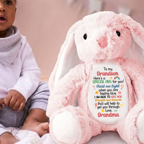 I Am Here To Give You - Personalized Stuffed Bunny Gift For Grandson From Grandma