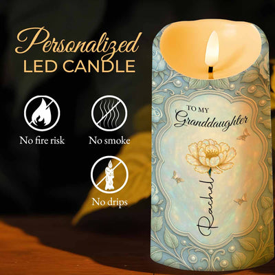 To My Granddaughter, Love Always With Flower And Butterflies, Custom LED Candle, Gift For Granddaughters