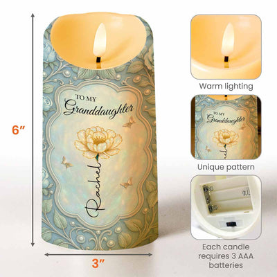 To My Granddaughter, Love Always With Flower And Butterflies, Custom LED Candle, Gift For Granddaughters
