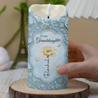 To My Granddaughter, Love Always With Flower And Butterflies, Custom LED Candle, Gift For Granddaughters