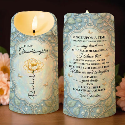 To My Granddaughter, Love Always With Flower And Butterflies, Custom LED Candle, Gift For Granddaughters