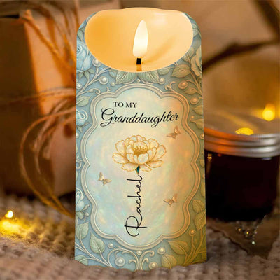 To My Granddaughter, Love Always With Flower And Butterflies, Custom LED Candle, Gift For Granddaughters