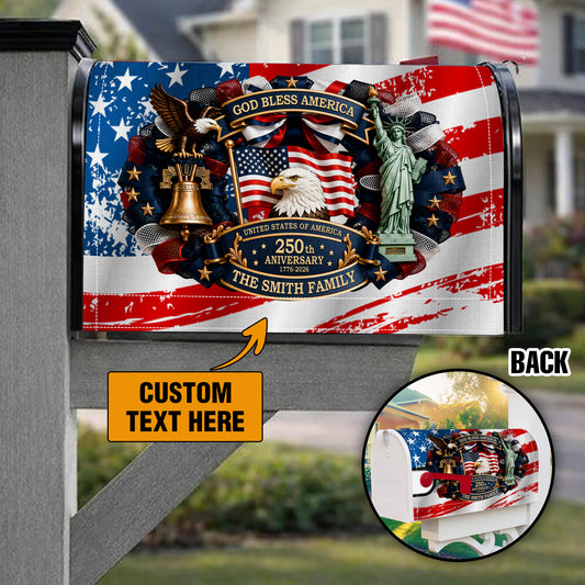 God Bless America – Custom Family Name Magnetic Mailbox Cover for America’s 250th Anniversary