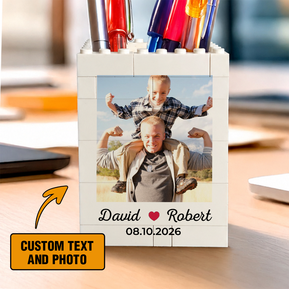 Custom Photo, Name, Date Brick Block - Happy Father's Day